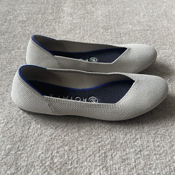 Rothy’s Shoes Womens Size 7.5 Taupe Gray/Beige The Flat Casual Knit Ballet Flats - Picture 3 of 13